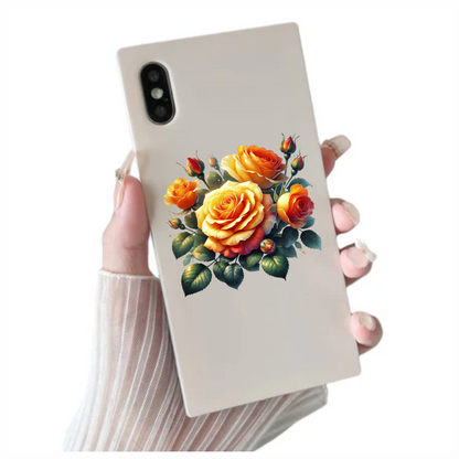 Orange Yellow Roses Green Leaves Vinyl Sticker Decal