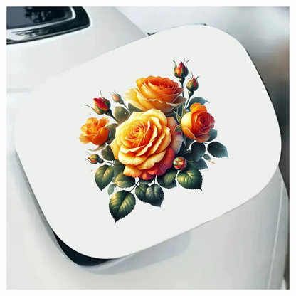 Orange Yellow Roses Green Leaves Vinyl Sticker Decal