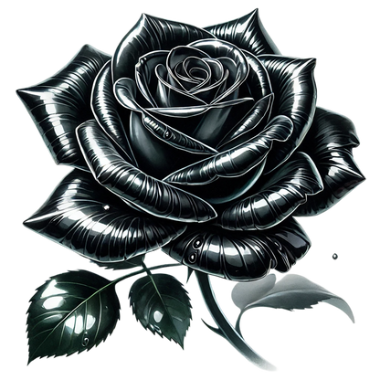 Black Rose Shiny Leaves Nature Vinyl Sticker Decal