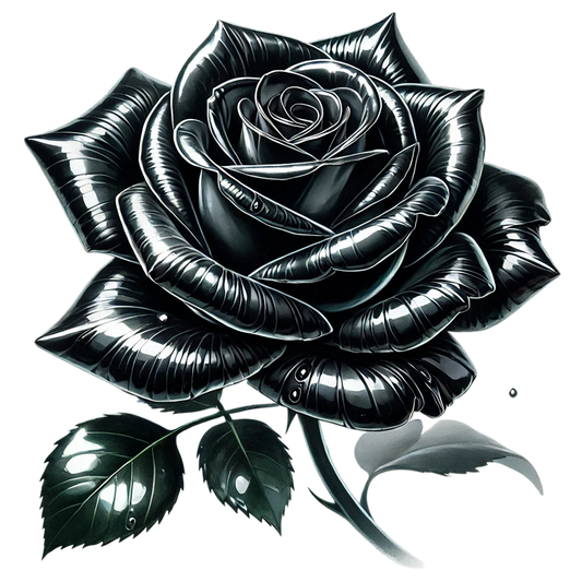 Black Rose Shiny Leaves Nature Vinyl Sticker Decal