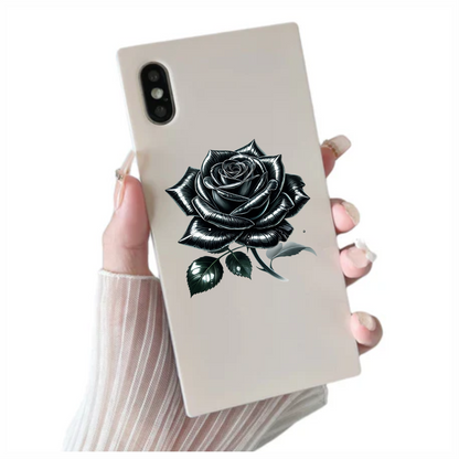 Black Rose Shiny Leaves Nature Vinyl Sticker Decal