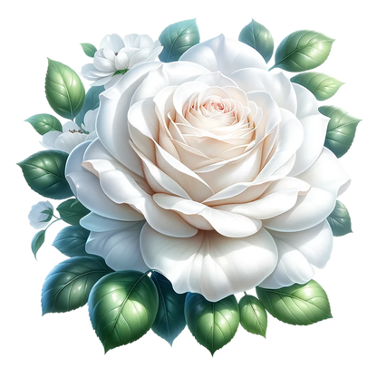 White Rose Green Leaves Floral Vinyl Sticker Decal