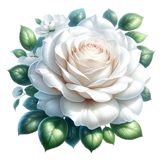 White Rose Green Leaves Floral Vinyl Sticker Decal