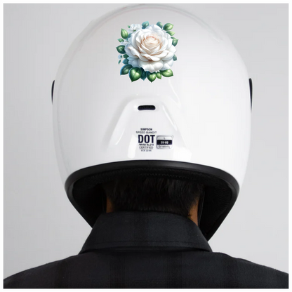 White Rose Green Leaves Floral Vinyl Sticker Decal