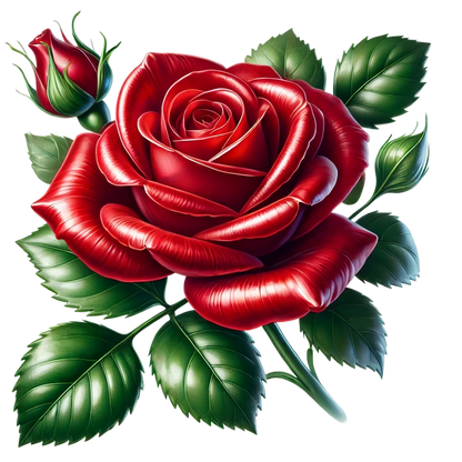 Red Rose Bloom Green Leaves Vinyl Sticker Decal