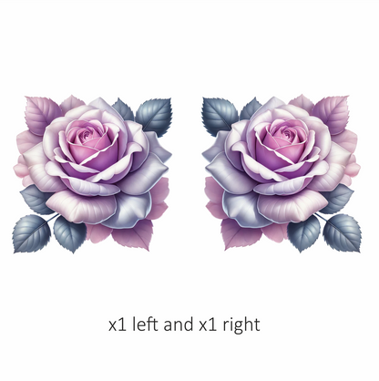 Purple Rose Leaves Floral Design Vinyl Sticker Decal