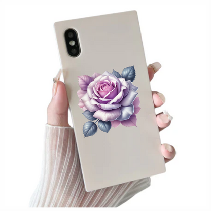 Purple Rose Leaves Floral Design Vinyl Sticker Decal