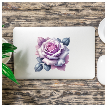Purple Rose Leaves Floral Design Vinyl Sticker Decal