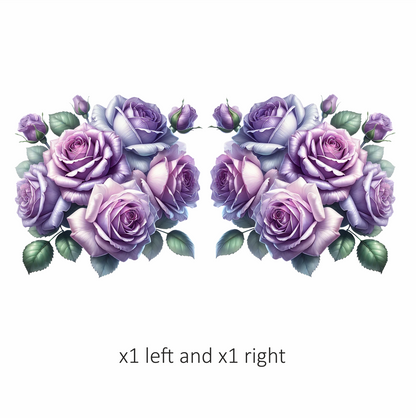 Purple Roses Green Leaves Floral Bouquet Vinyl Sticker Decal