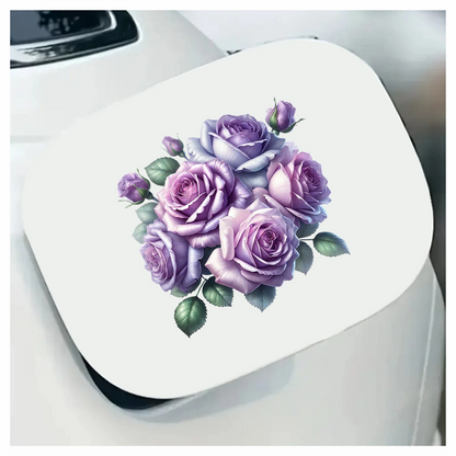 Purple Roses Green Leaves Floral Bouquet Vinyl Sticker Decal