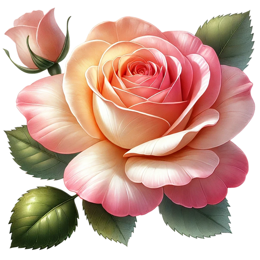Pink Rose Green Leaves Bloom Vinyl Sticker Decal