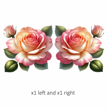 Pink Rose Green Leaves Bloom Vinyl Sticker Decal