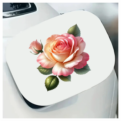 Pink Rose Green Leaves Bloom Vinyl Sticker Decal