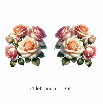 Peach Roses Pink Roses Green Leaves Vinyl Sticker Decal