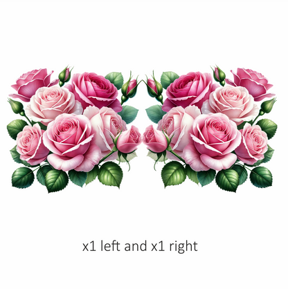 Pink Roses Green Leaves Garden Flowers Vinyl Sticker Decal