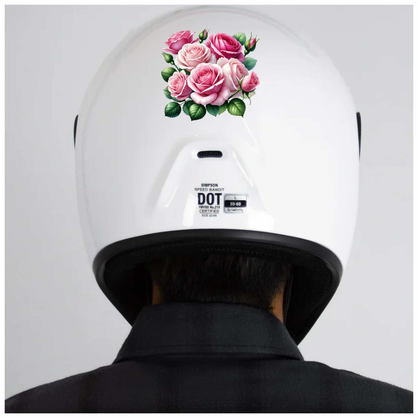 Pink Roses Green Leaves Garden Flowers Vinyl Sticker Decal