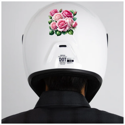 Pink Roses Green Leaves Garden Flowers Vinyl Sticker Decal