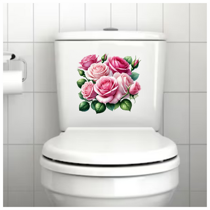 Pink Roses Green Leaves Garden Flowers Vinyl Sticker Decal