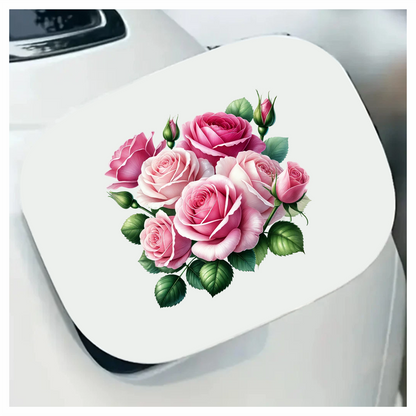 Pink Roses Green Leaves Garden Flowers Vinyl Sticker Decal