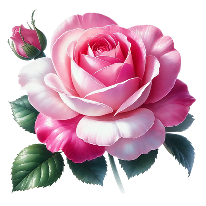 Pink White Rose Green Leaves Vinyl Sticker Decal