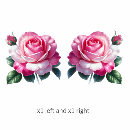 Pink White Rose Green Leaves Vinyl Sticker Decal