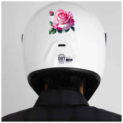Pink White Rose Green Leaves Vinyl Sticker Decal