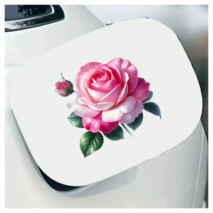 Pink White Rose Green Leaves Vinyl Sticker Decal