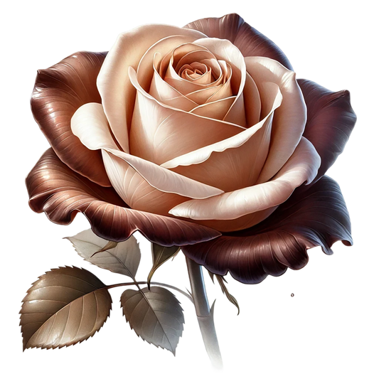Brown Cream Rose Flower Leaves Vinyl Sticker Decal