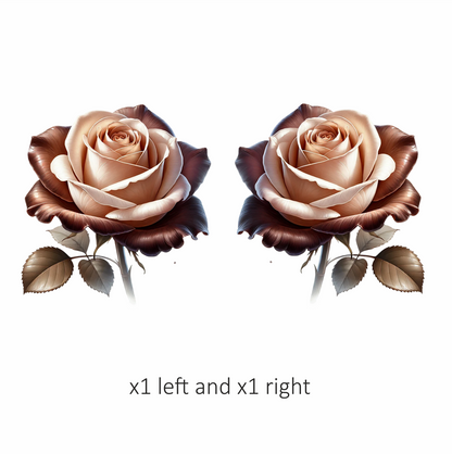Brown Cream Rose Flower Leaves Vinyl Sticker Decal
