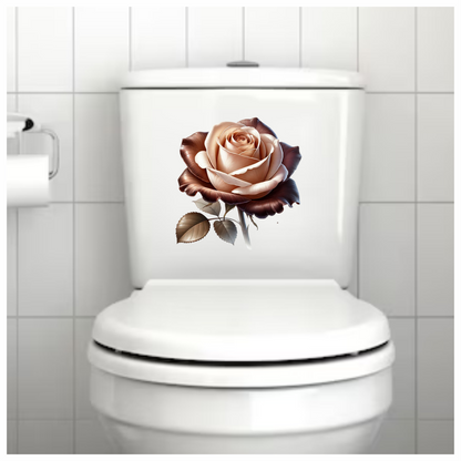Brown Cream Rose Flower Leaves Vinyl Sticker Decal
