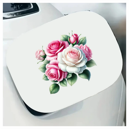 Pink White Roses Green Leaves Vinyl Sticker Decal