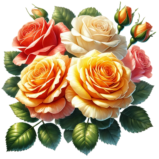 Red Rose White Rose Yellow Rose Leaves Vinyl Sticker Decal