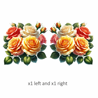 Red Rose White Rose Yellow Rose Leaves Vinyl Sticker Decal