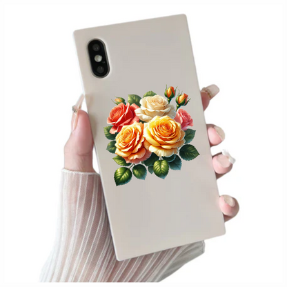 Red Rose White Rose Yellow Rose Leaves Vinyl Sticker Decal