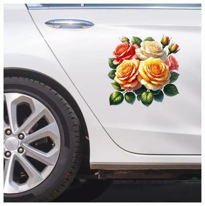 Red Rose White Rose Yellow Rose Leaves Vinyl Sticker Decal