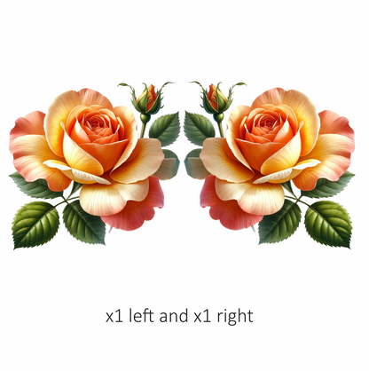 Orange Rose Flower Green Leaves Vinyl Sticker Decal