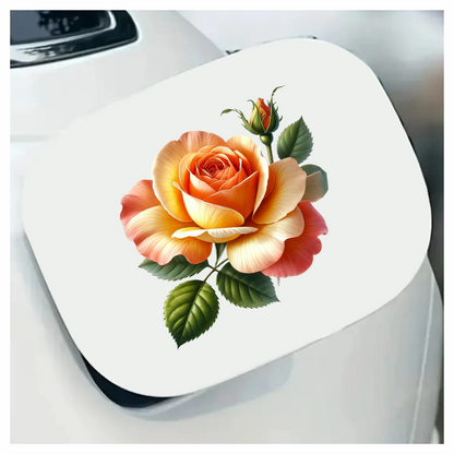 Orange Rose Flower Green Leaves Vinyl Sticker Decal