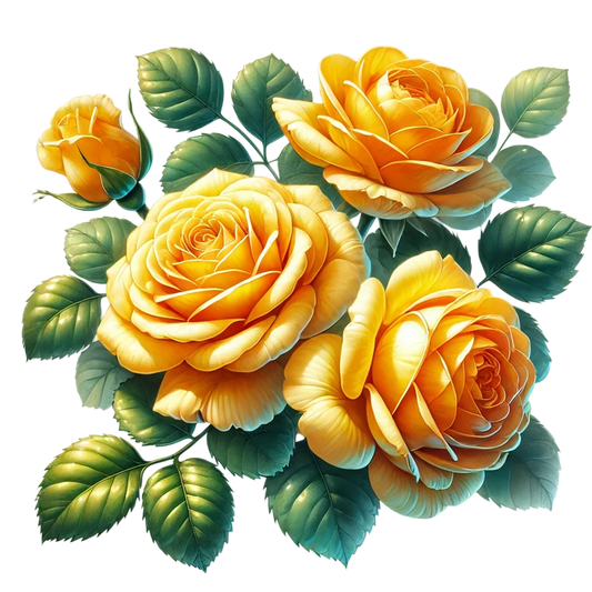 Yellow Roses Green Leaves Floral Design Vinyl Sticker Decal