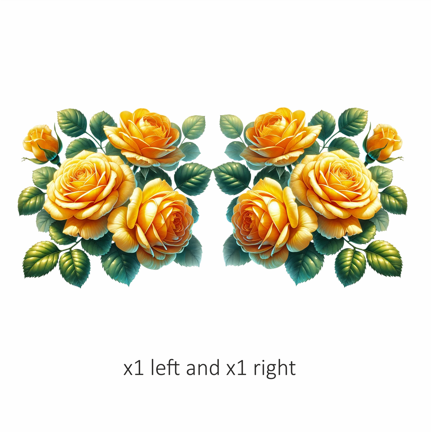 Yellow Roses Green Leaves Floral Design Vinyl Sticker Decal
