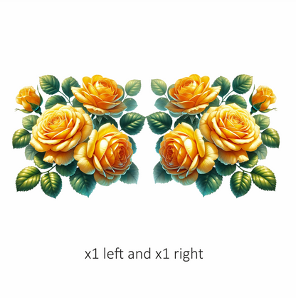 Yellow Roses Green Leaves Floral Design Vinyl Sticker Decal