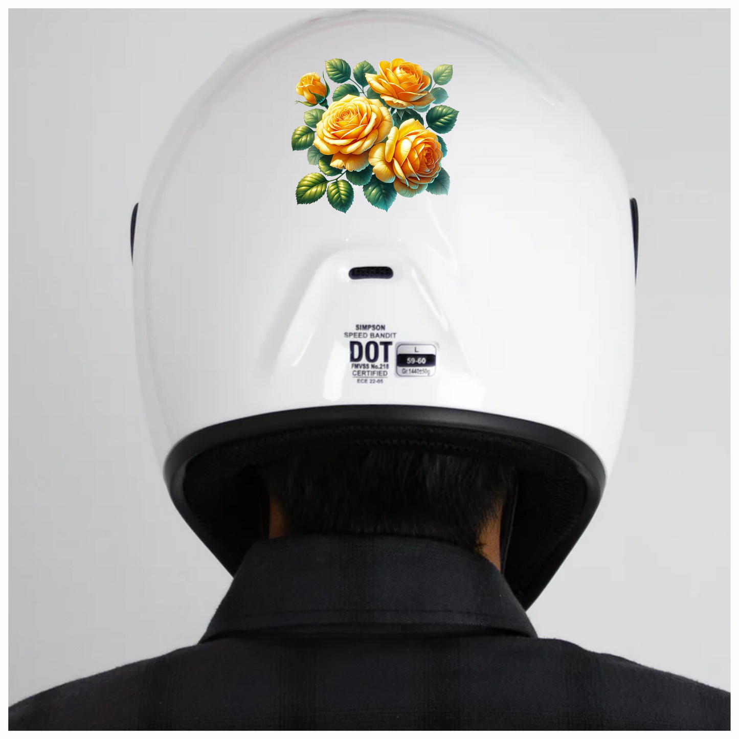 Yellow Roses Green Leaves Floral Design Vinyl Sticker Decal