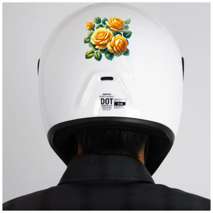 Yellow Roses Green Leaves Floral Design Vinyl Sticker Decal