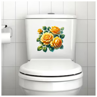 Yellow Roses Green Leaves Floral Design Vinyl Sticker Decal