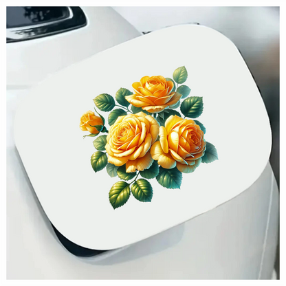Yellow Roses Green Leaves Floral Design Vinyl Sticker Decal