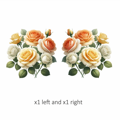 Yellow White Peach Roses Green Leaves Vinyl Sticker Decal