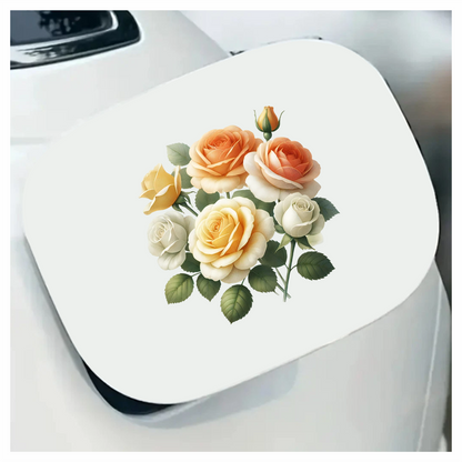Yellow White Peach Roses Green Leaves Vinyl Sticker Decal