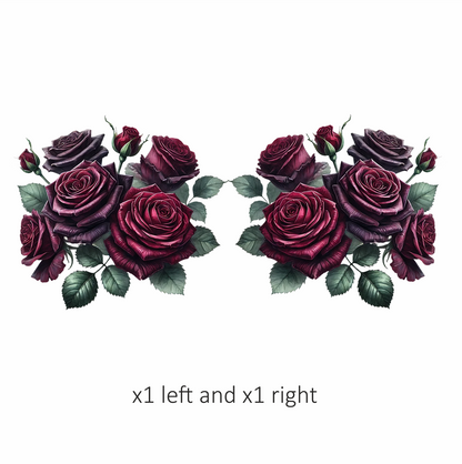 Dark Red Roses Green Leaves Vinyl Sticker Decal