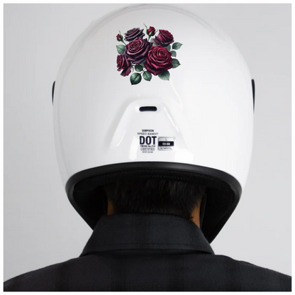 Dark Red Roses Green Leaves Vinyl Sticker Decal
