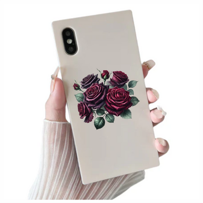 Dark Red Roses Green Leaves Vinyl Sticker Decal
