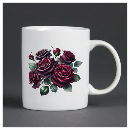 Dark Red Roses Green Leaves Vinyl Sticker Decal
